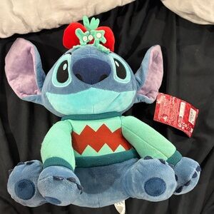 Disney Blue and Green Stitch Plush with Holiday Headband
